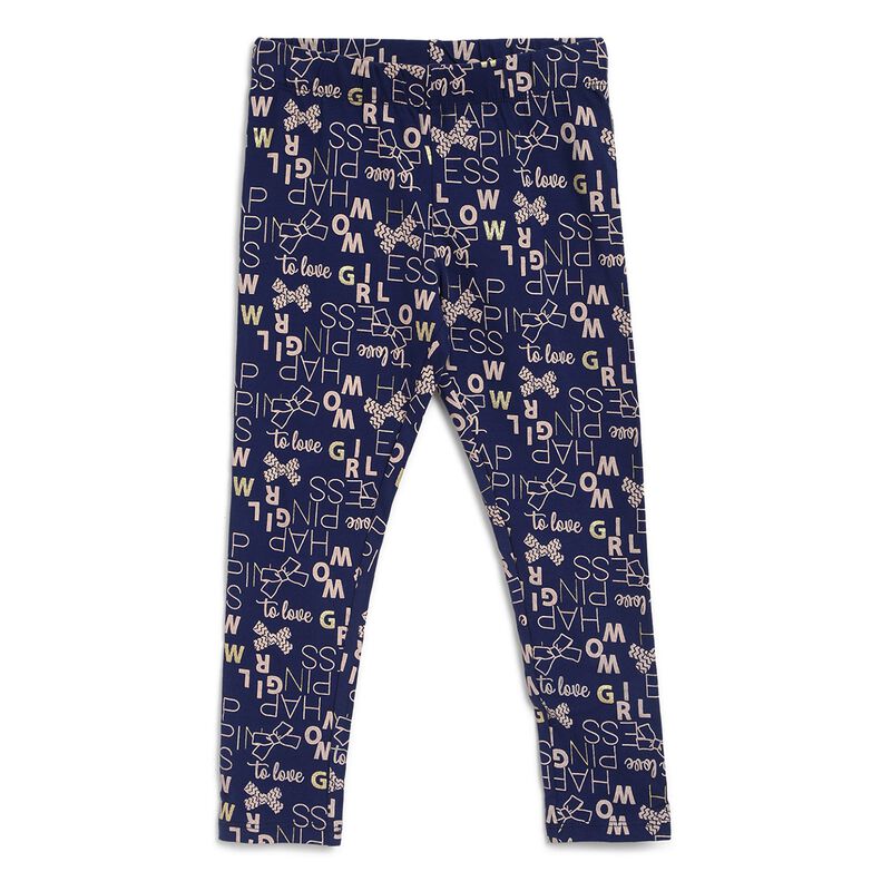 Girls Blue Printed Leggings image number 0